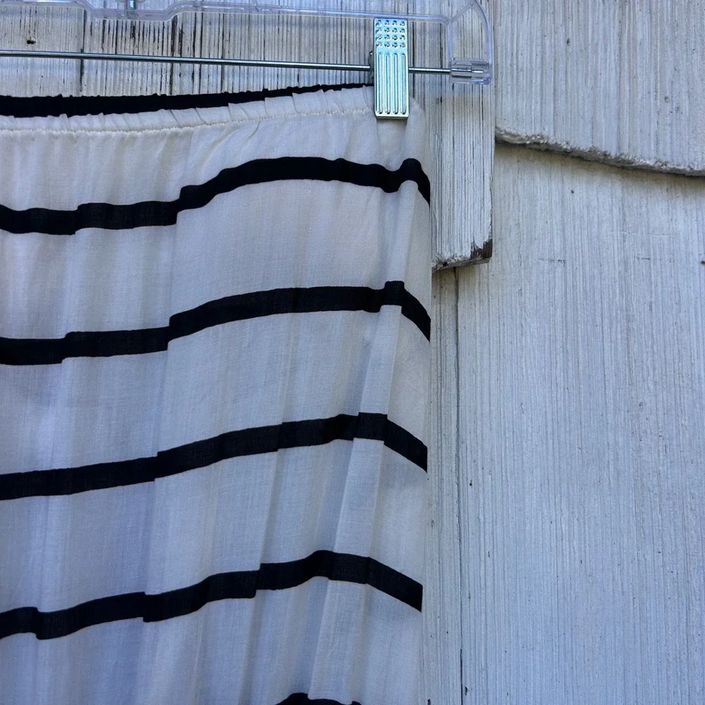 VIX PAULA HERMANNY Odette Band Long‎ Dress Black White Stripe Strapless Maxi S